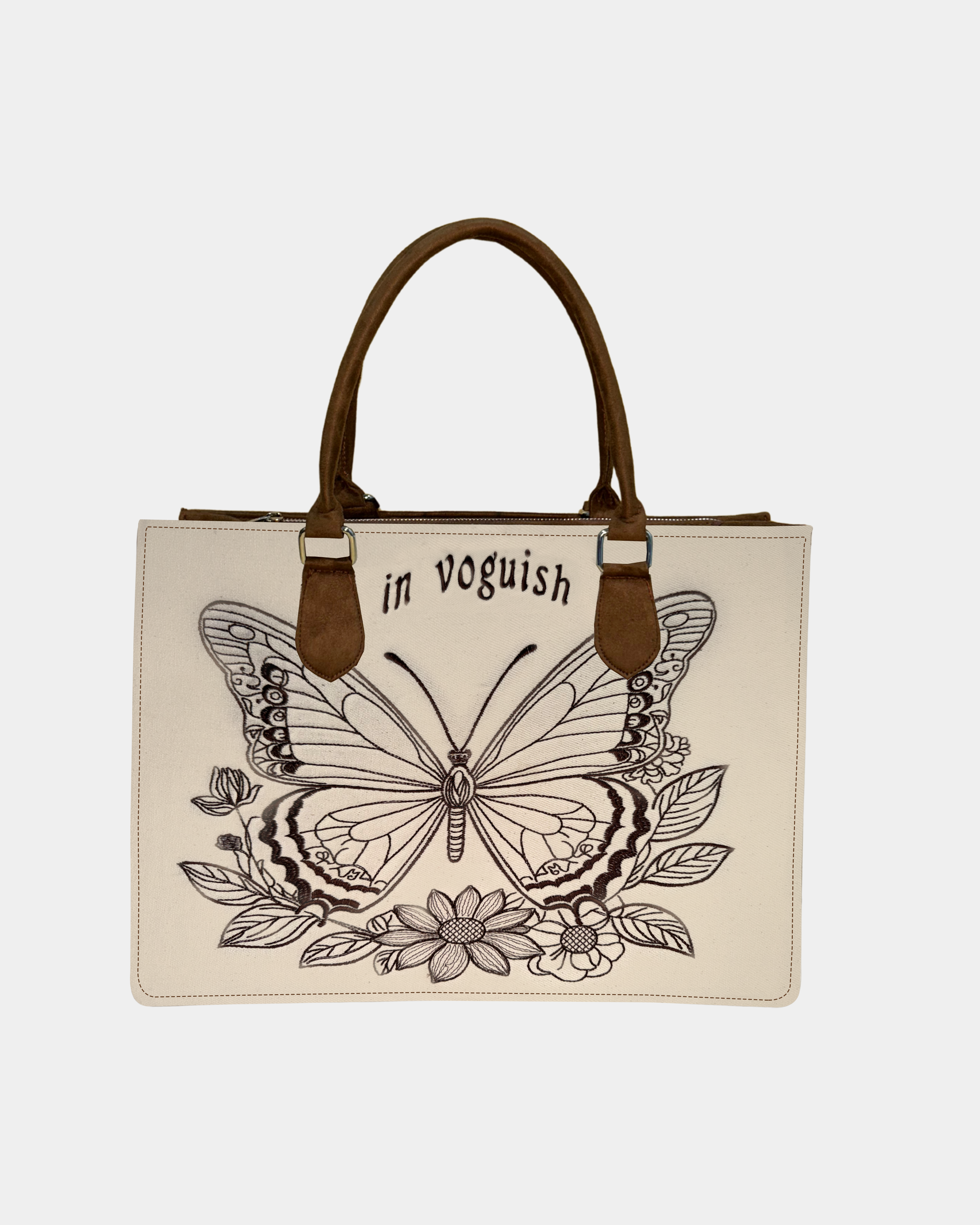 Butterfly Bloom Customized Embroidered Tote Bag