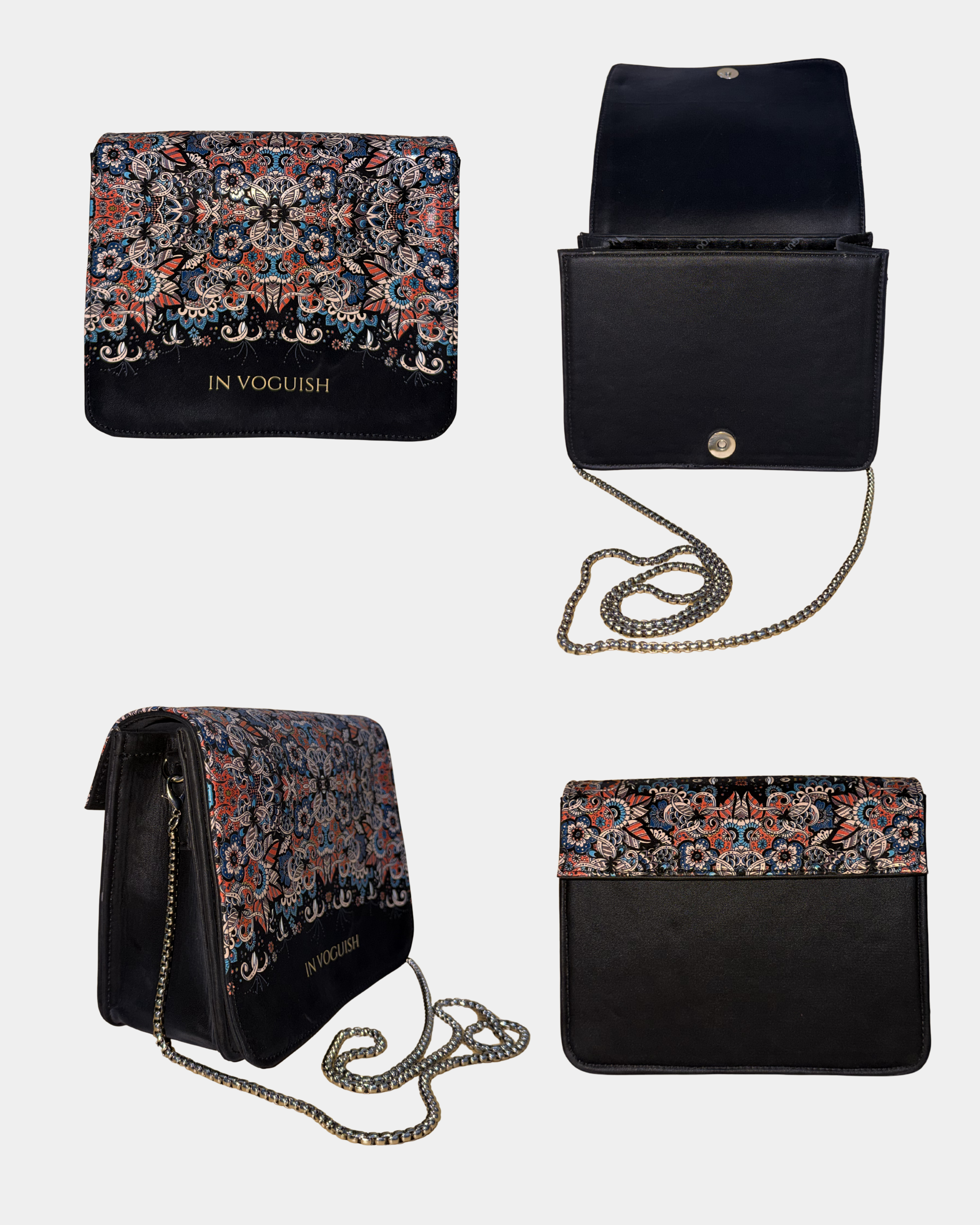 Premium Edition | IN VOGUISH SwitchStyle Customized Sling Bag – Interchangeable Flap | Z Black 3D Embossed Design