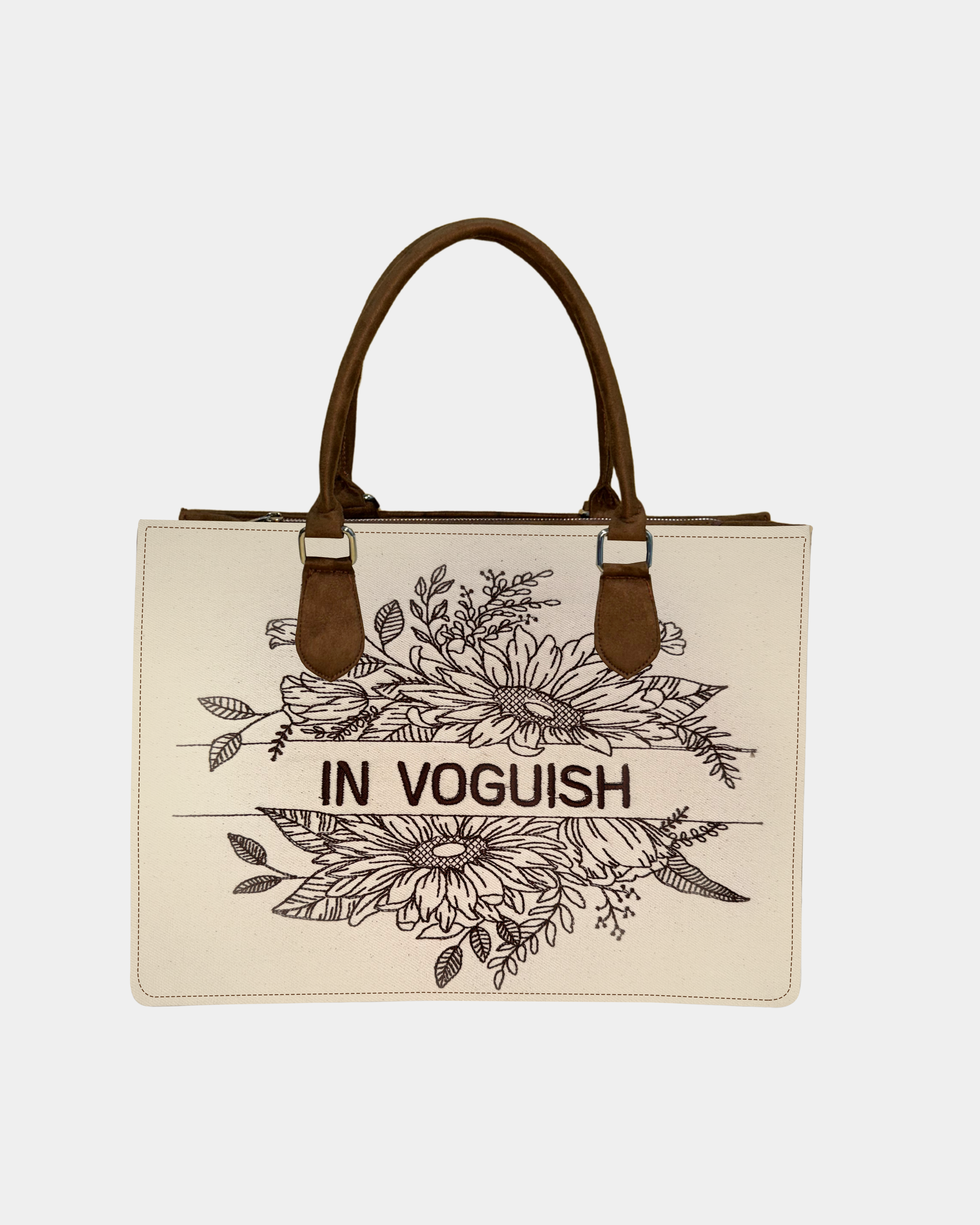 Floral Grace Customized Embroidered Tote Bag