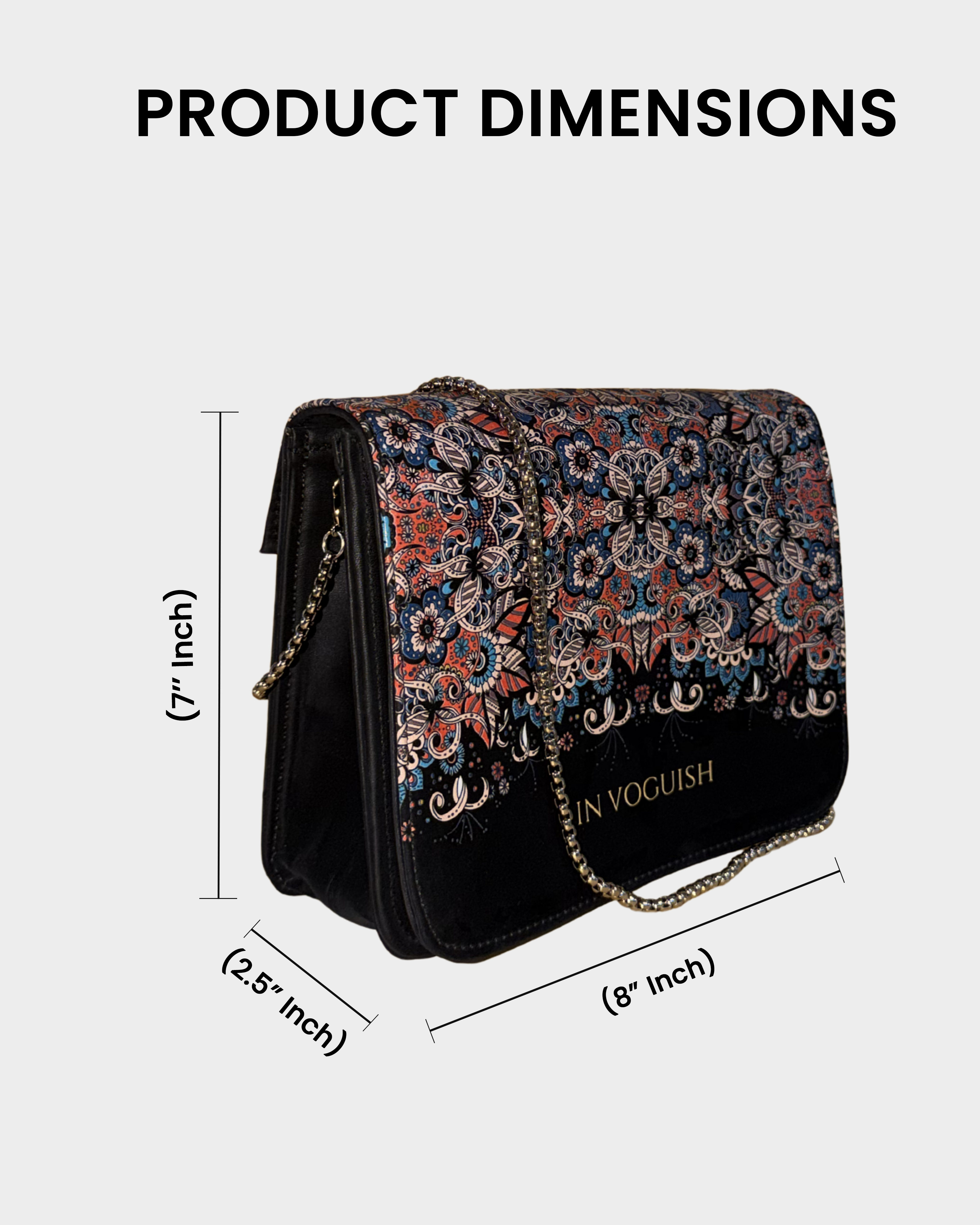 Premium Edition | IN VOGUISH SwitchStyle Customized Sling Bag – Interchangeable Flap | Z Black 3D Embossed Design