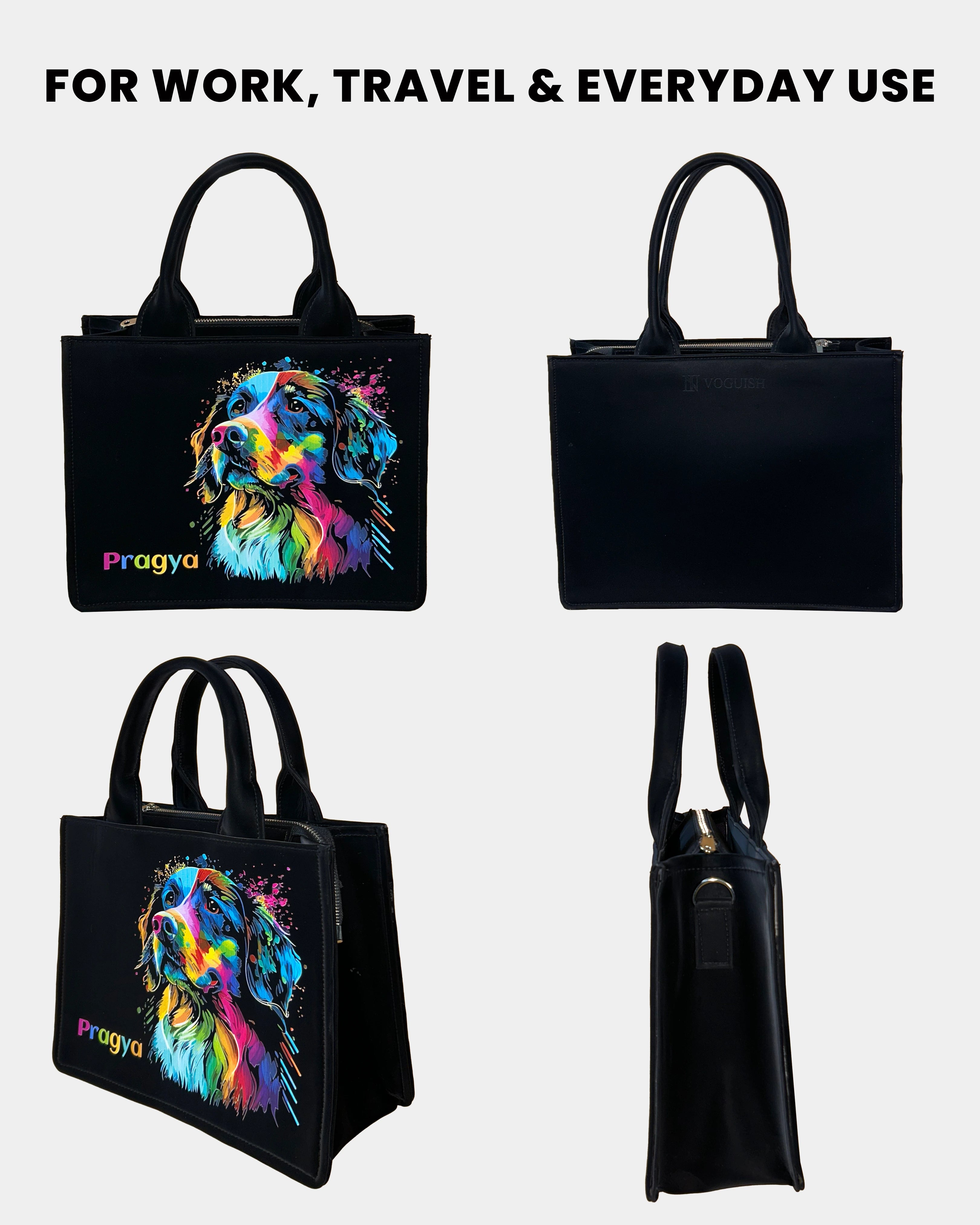Customized Small Tote Bag Designed With Colourful Dog