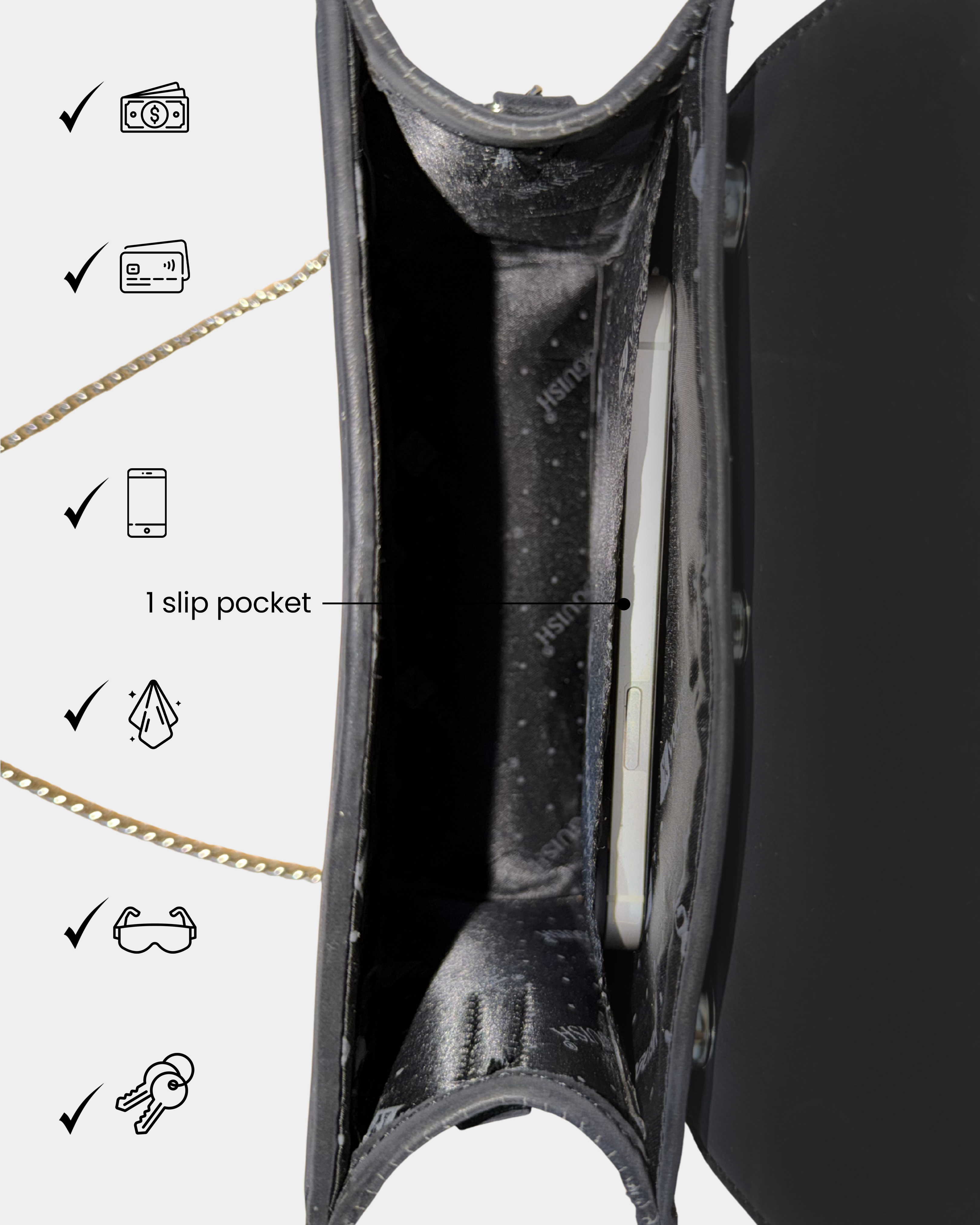 Premium Edition | IN VOGUISH SwitchStyle Customized Sling Bag – Interchangeable Flap | Z Black 3D Embossed Design