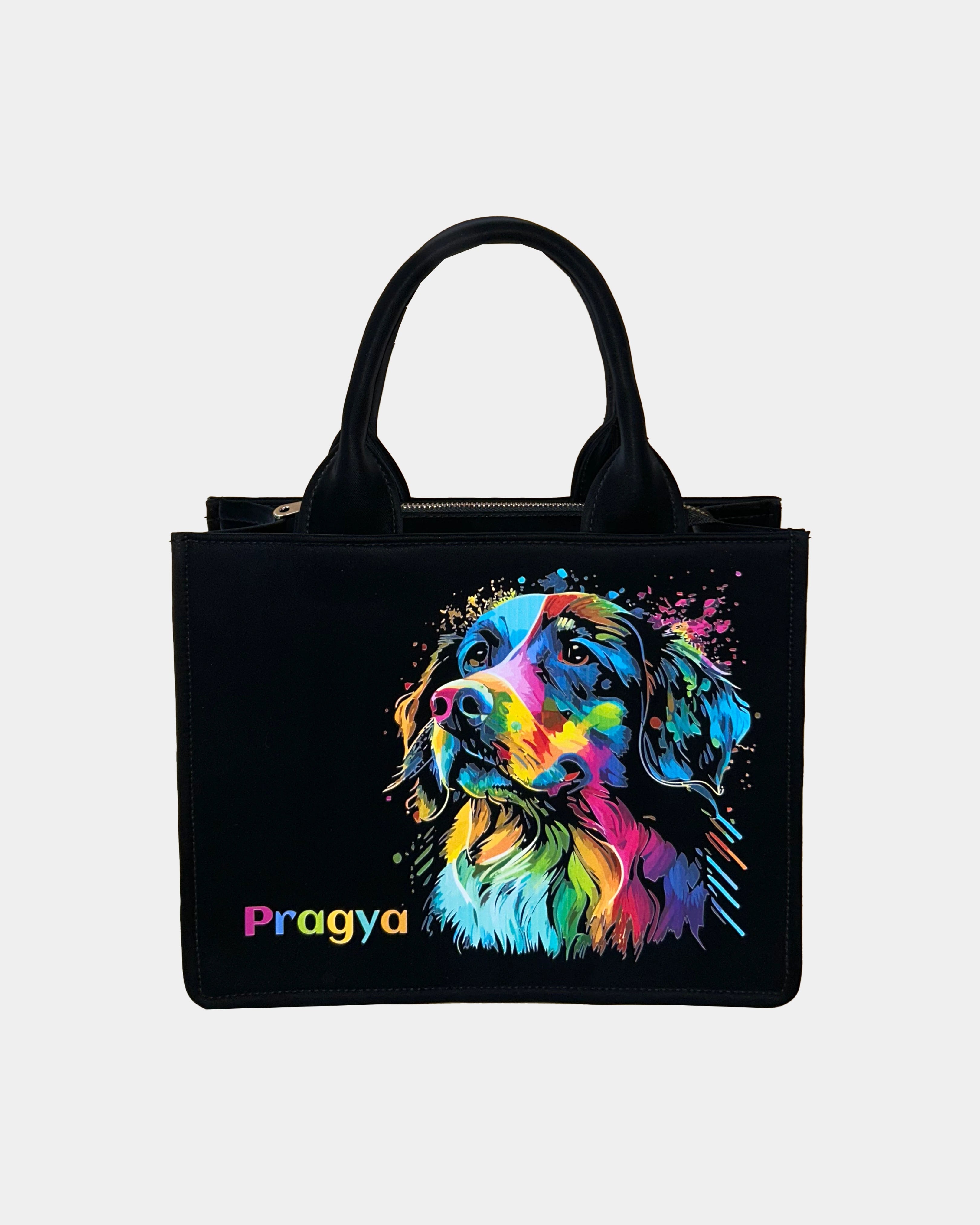 Customized Small Tote Bag Designed With Colourful Dog