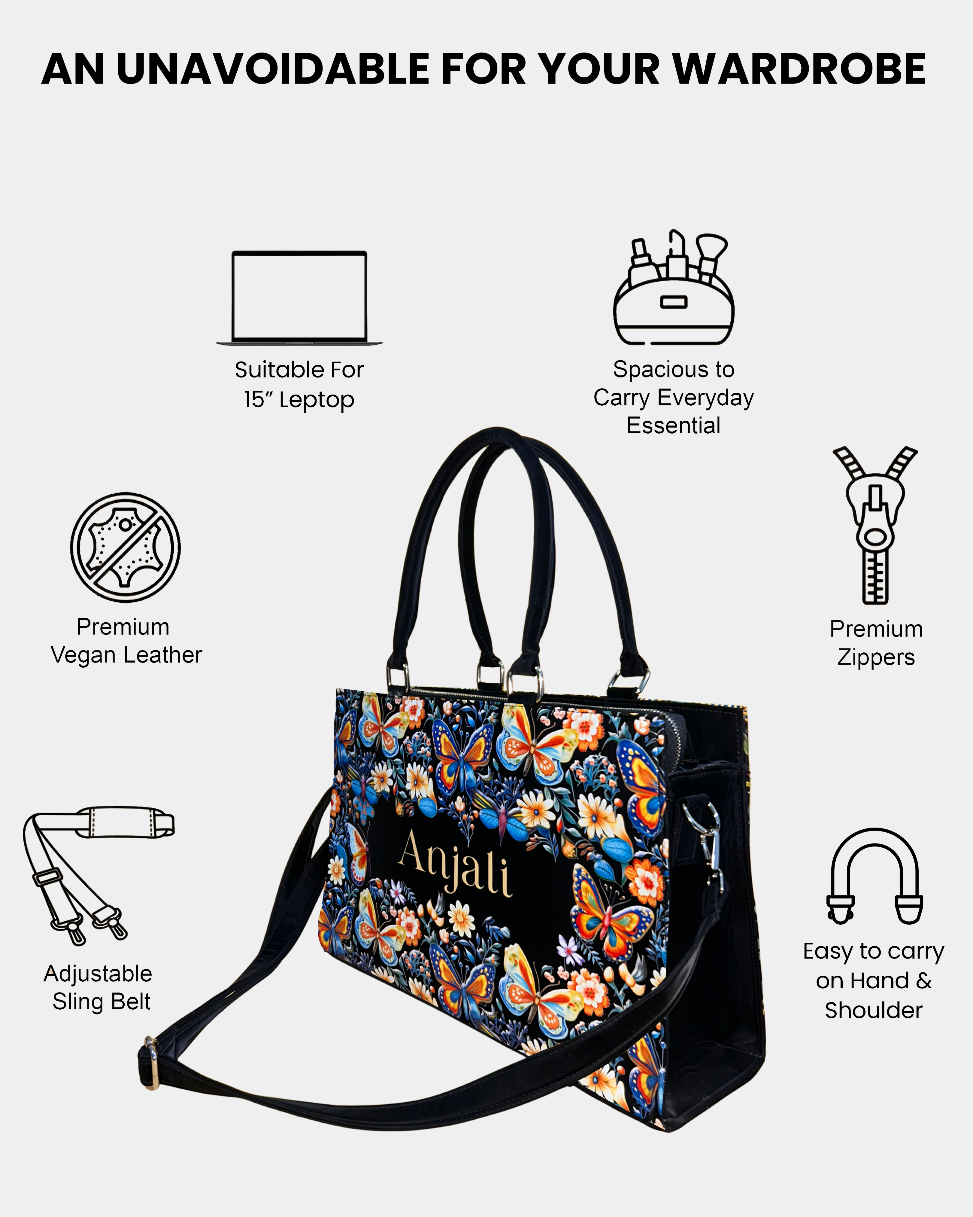 Blossom Butterflies Colorful Voguish Customized Tote Bag