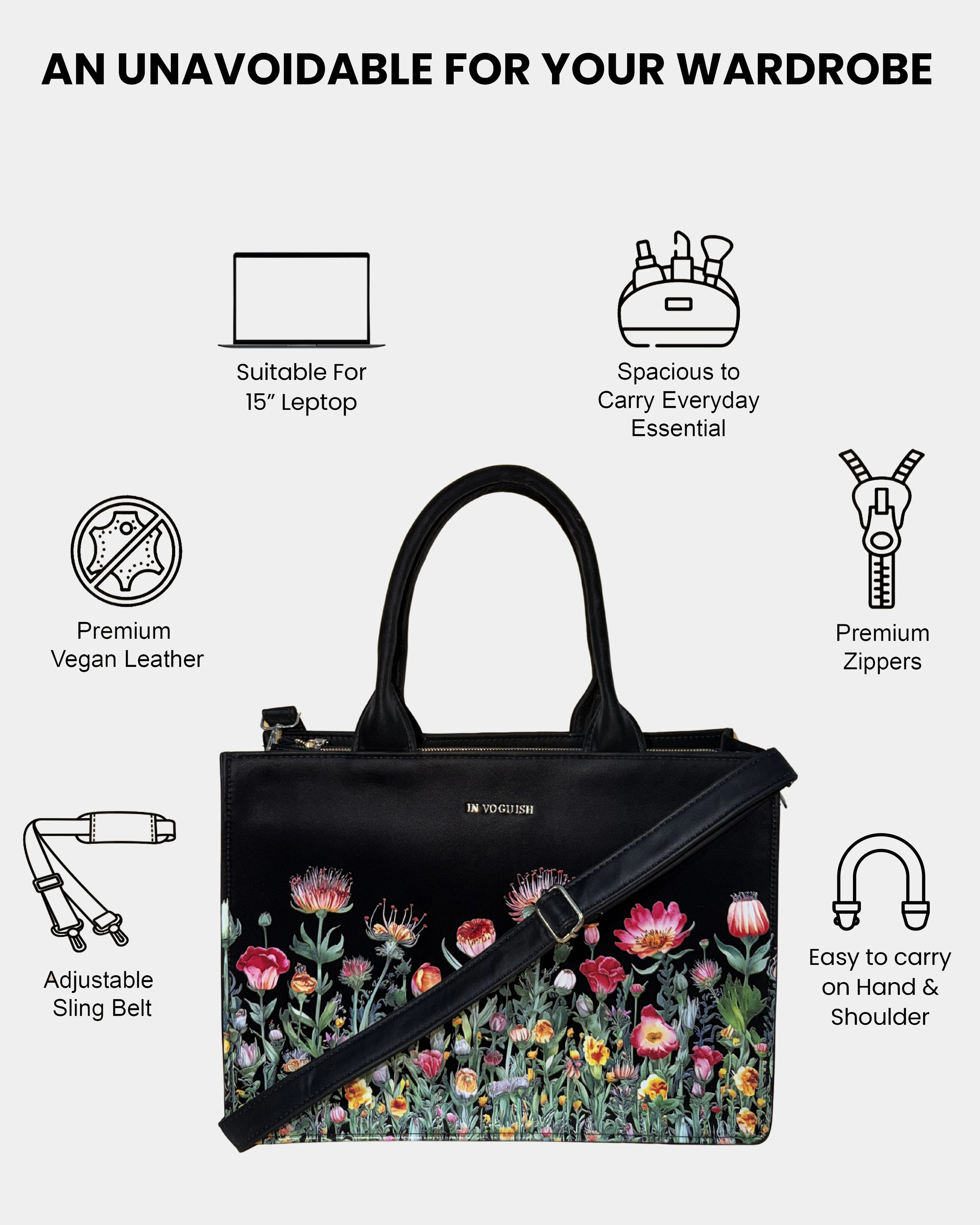 Voguish Wildflower Garden Luxe Tote Bag