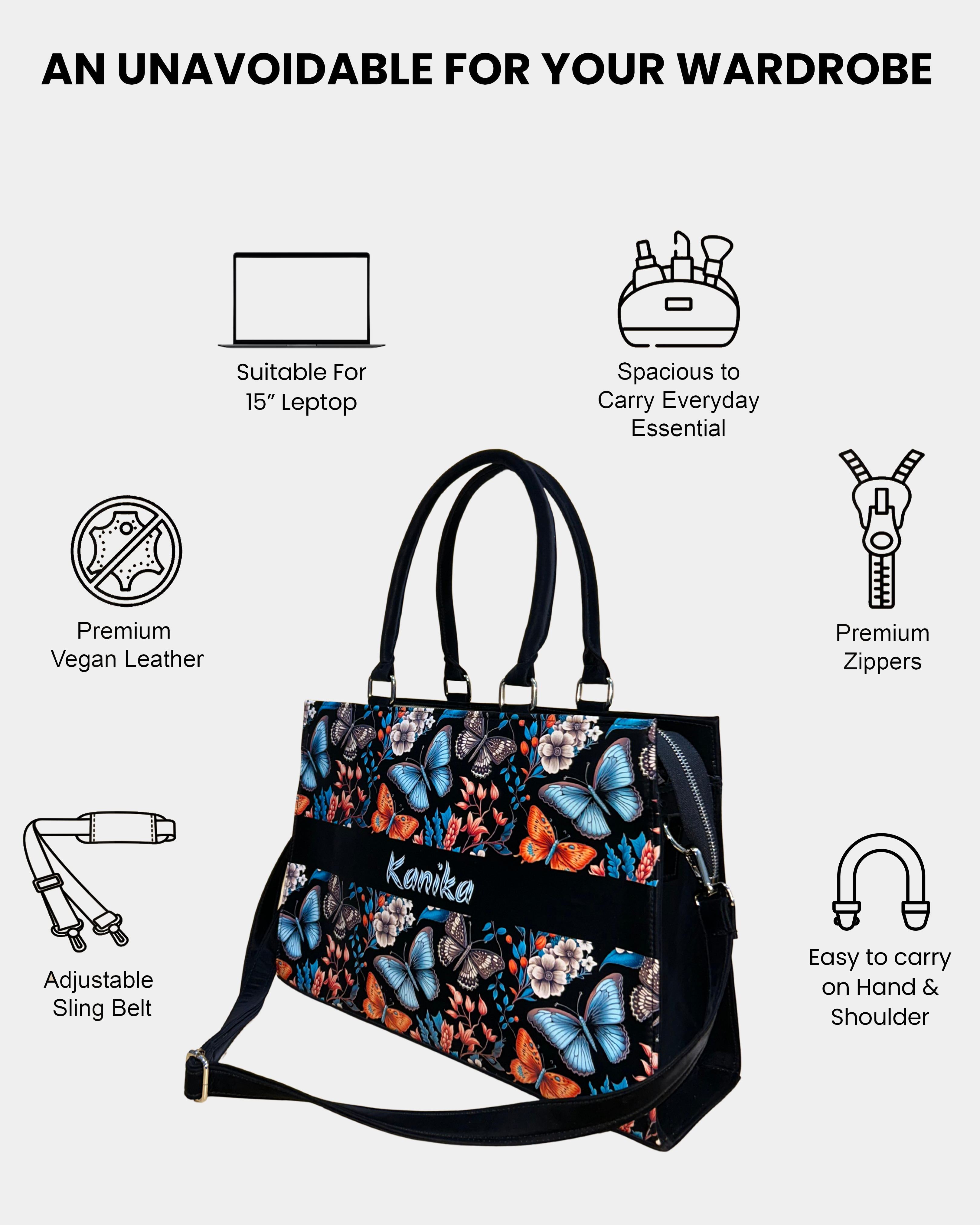 Butterfly Blossom Voguish Customized Tote Bag