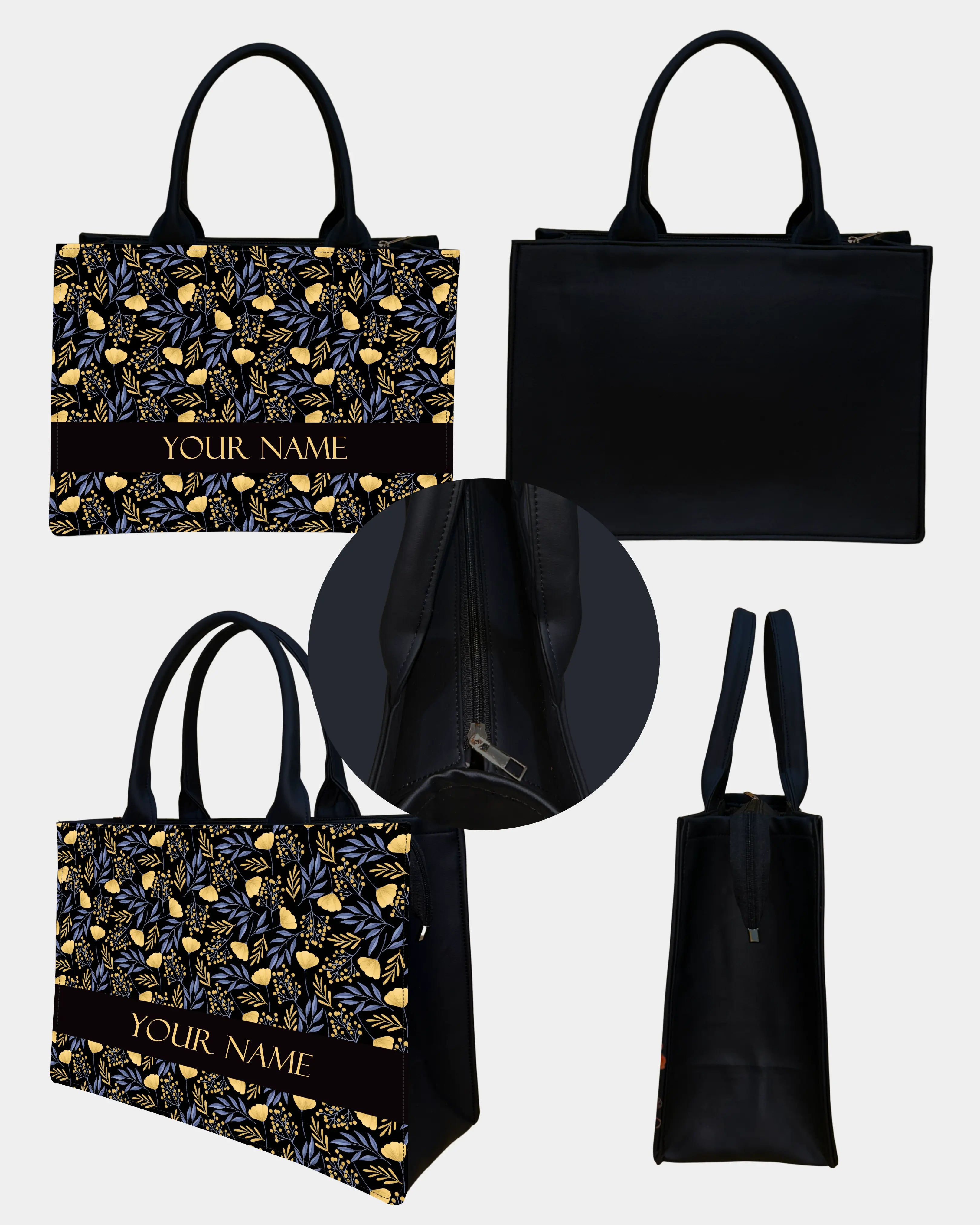 Golden Bloom Voguish Customized Tote Bag