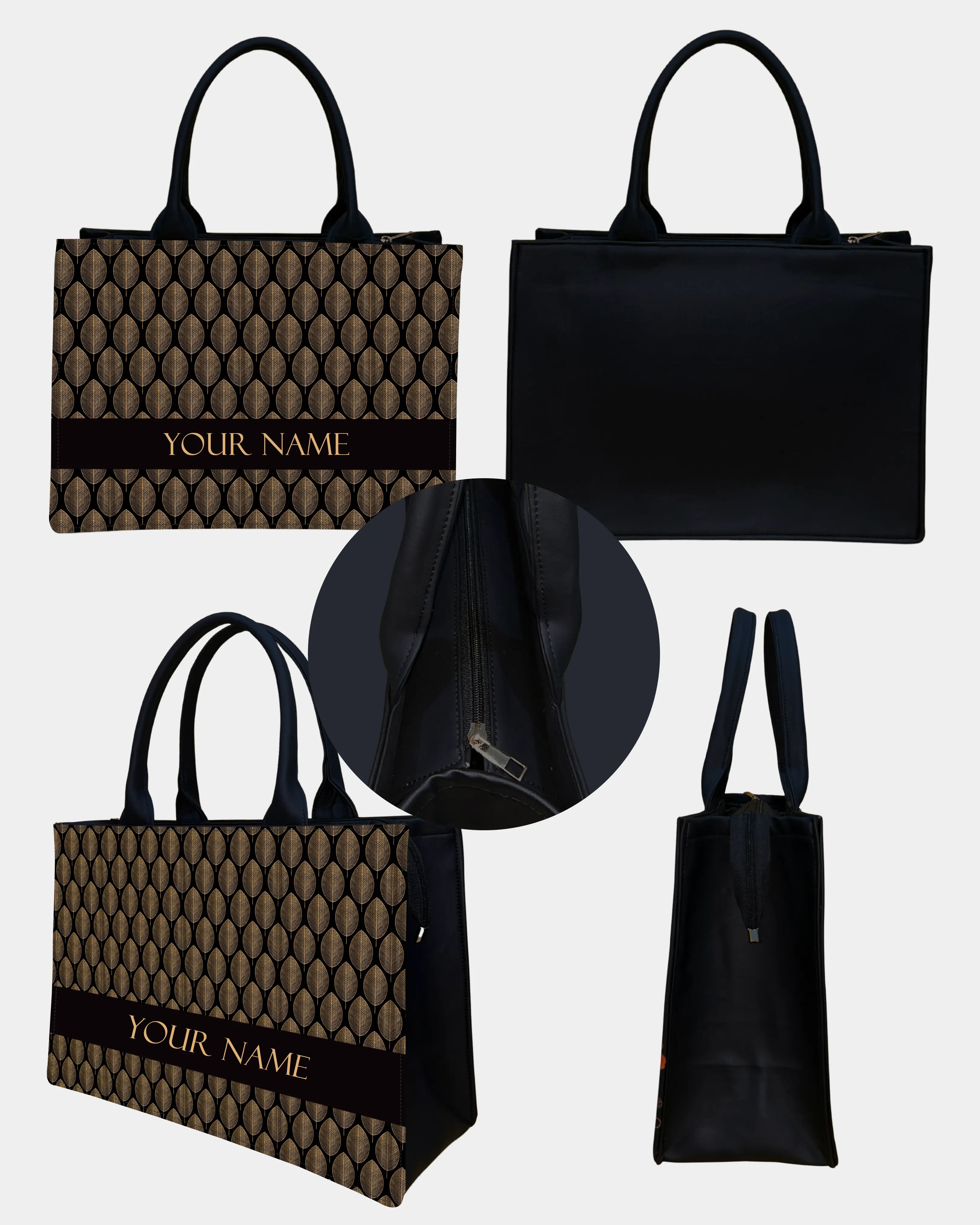 Golden Leaf Elegance Voguish Customized Tote Bag