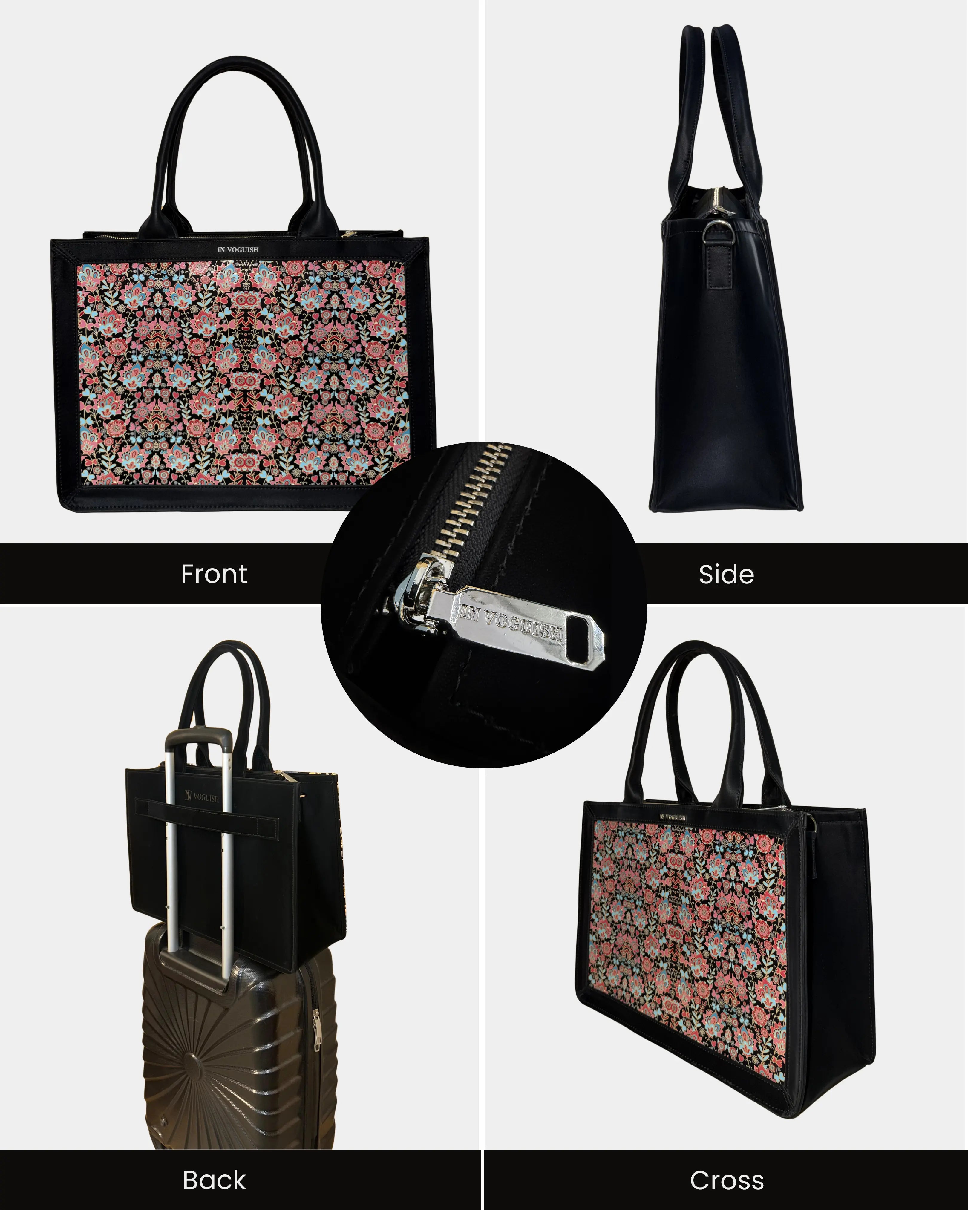 Voguish Floral Luxe 3D Embossed Tote Bag – Premium Italian Vegan Leather