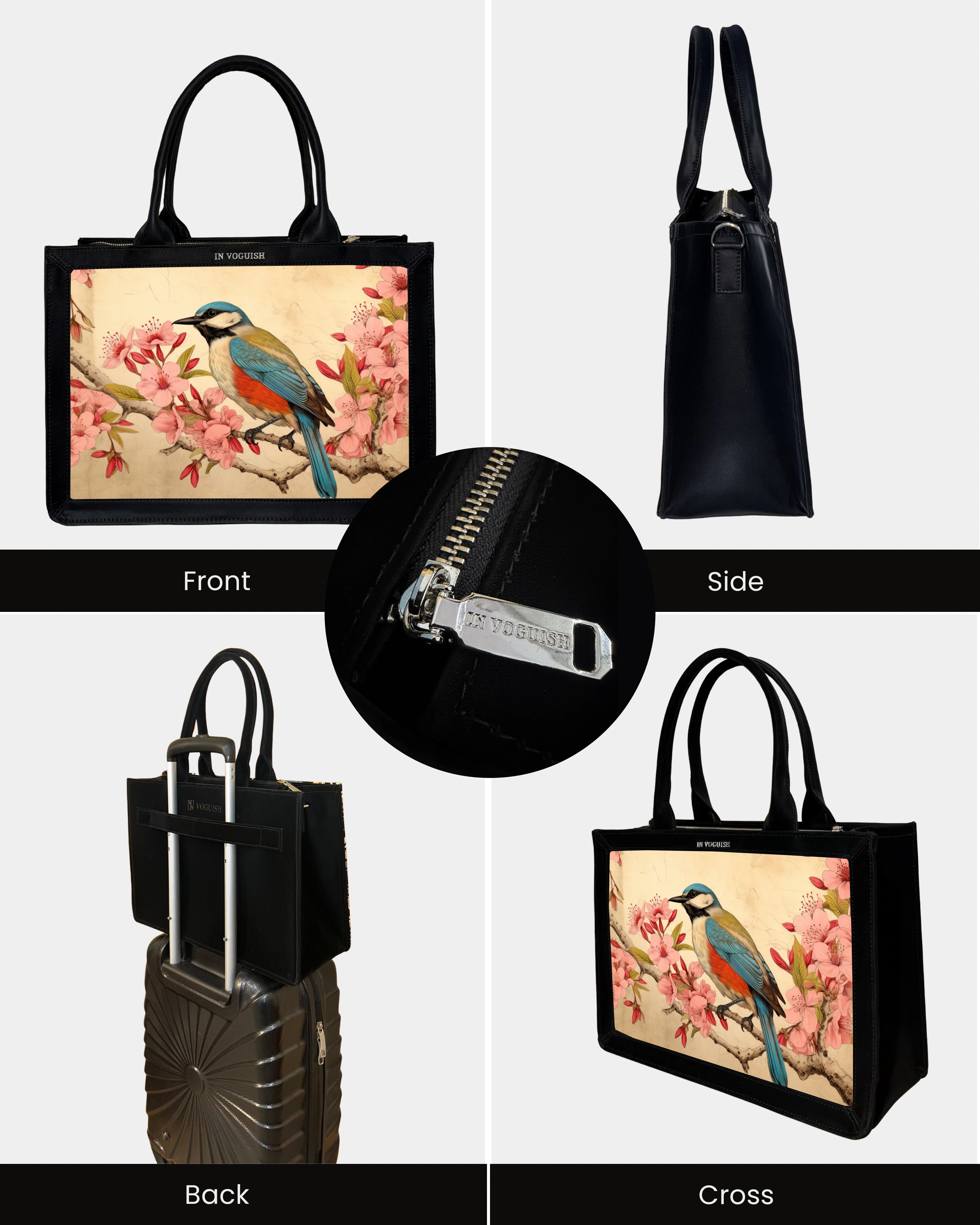 Voguish Blossom Bird Luxe Tote Bag