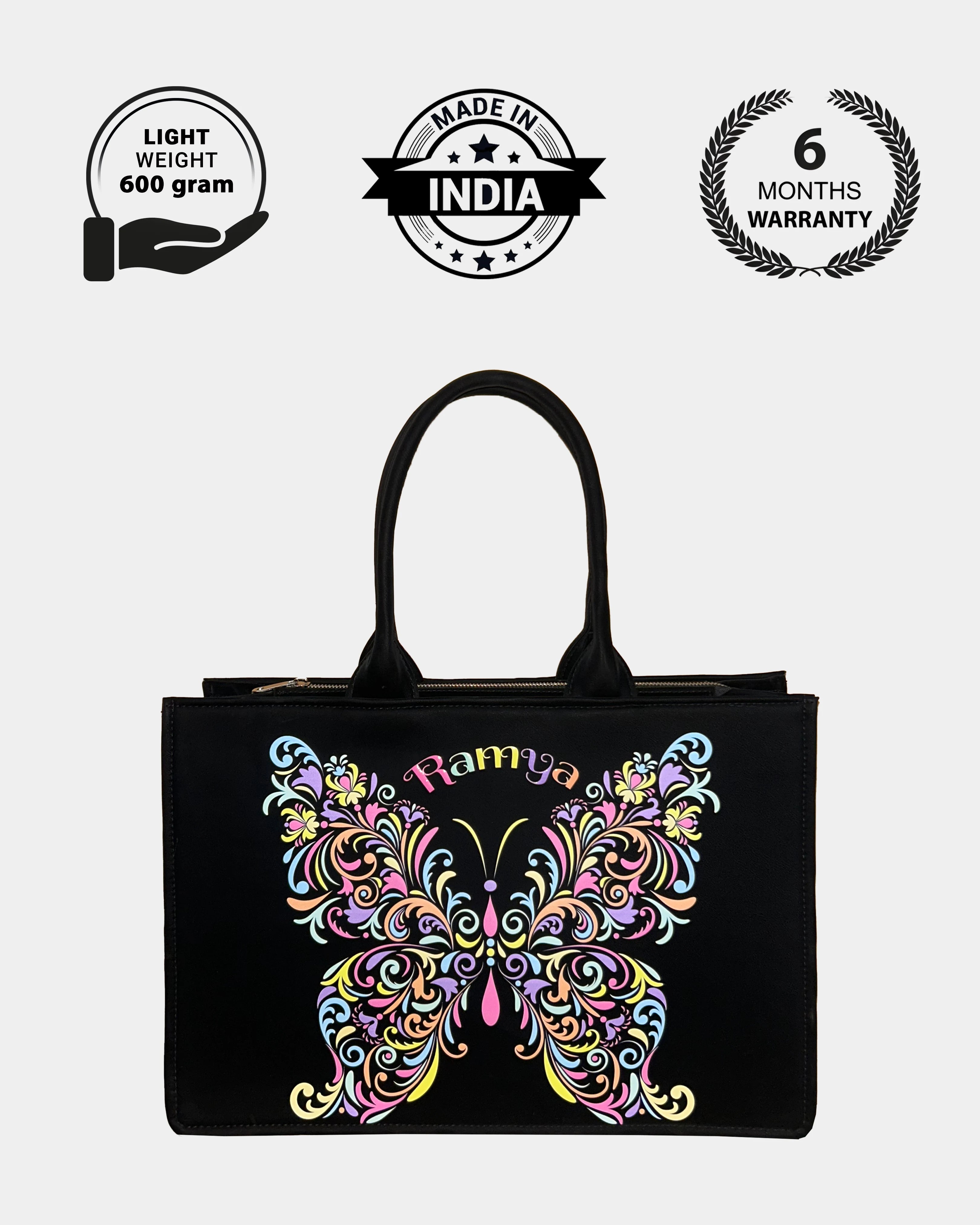 Customized Tote Bag Designed With Colorful butterfly Pattern