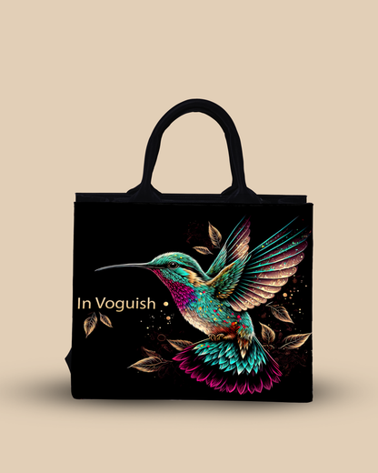 Personalized Small Tote Bag Designed with Beautifull Flying Sparrow