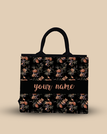 Personalized Tote Bag Designed with Decorative Blooming Flower Plant Patter