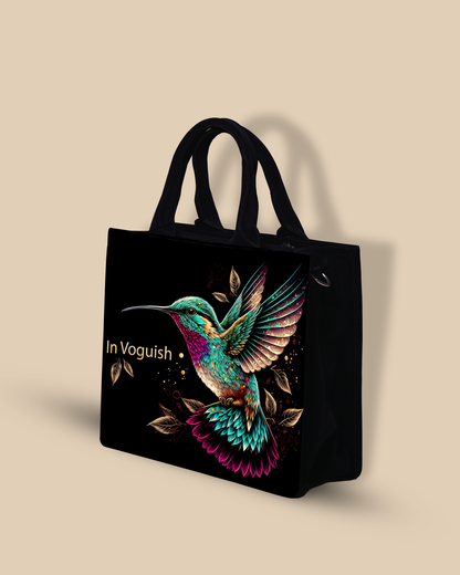 Personalized Small Tote Bag Designed with Beautifull Flying Sparrow