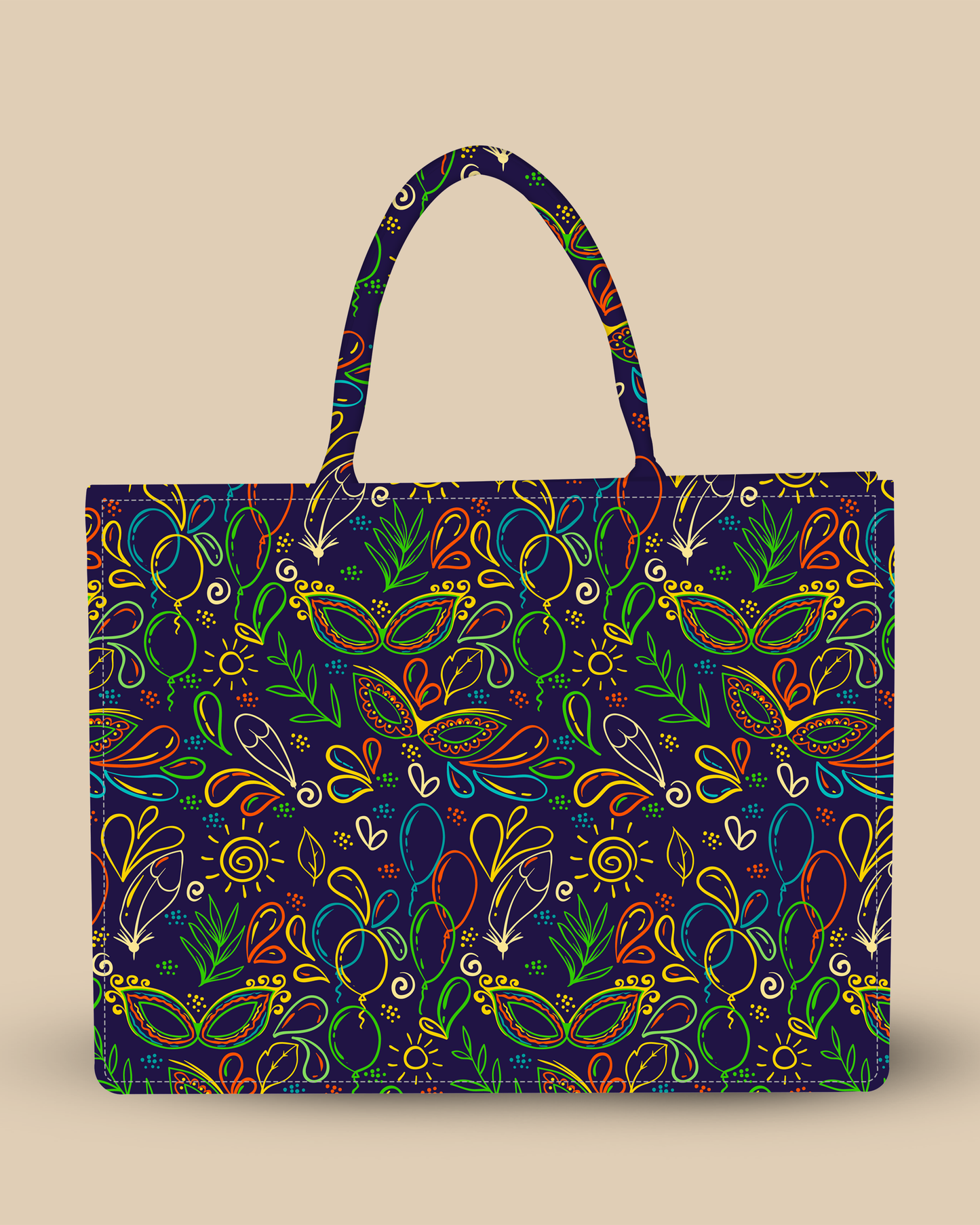 Personalized Tote Bag Designed With Brazilian Carnival Pattern