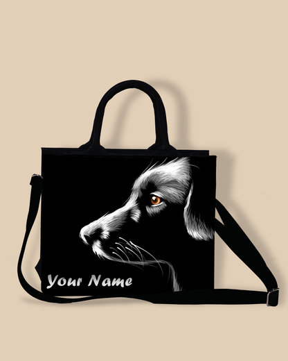 Personalized Small Tote Bag Designed With Black And White Dog