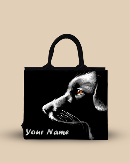 Personalized Small Tote Bag Designed With Black And White Dog