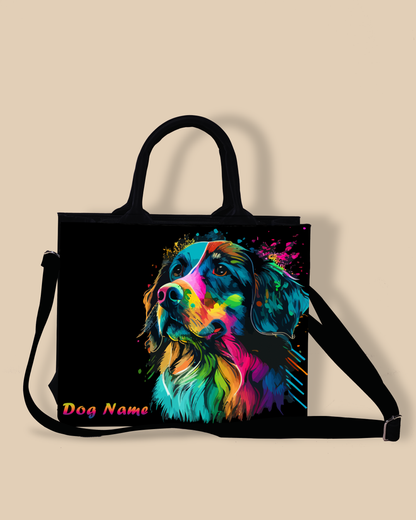 Personalized Small Tote Bag Designed With Colourful Dog