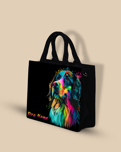 Personalized Small Tote Bag Designed With Colourful Dog