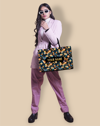 Personalized Tote Bag Designed With Blossom Colourfull Butterflies