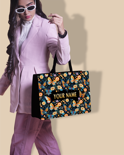 Personalized Tote Bag Designed With Blossom Colourfull Butterflies