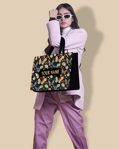 Personalized Tote Bag Designed With Blossom Colourfull Butterflies