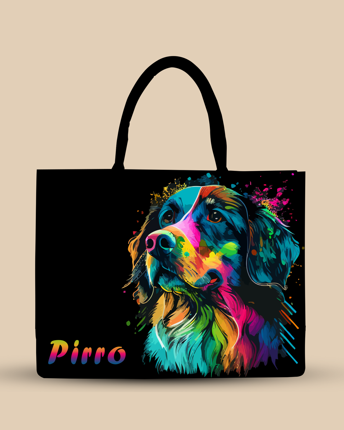 Personalized Tote Bag Designed With Colourful Dog