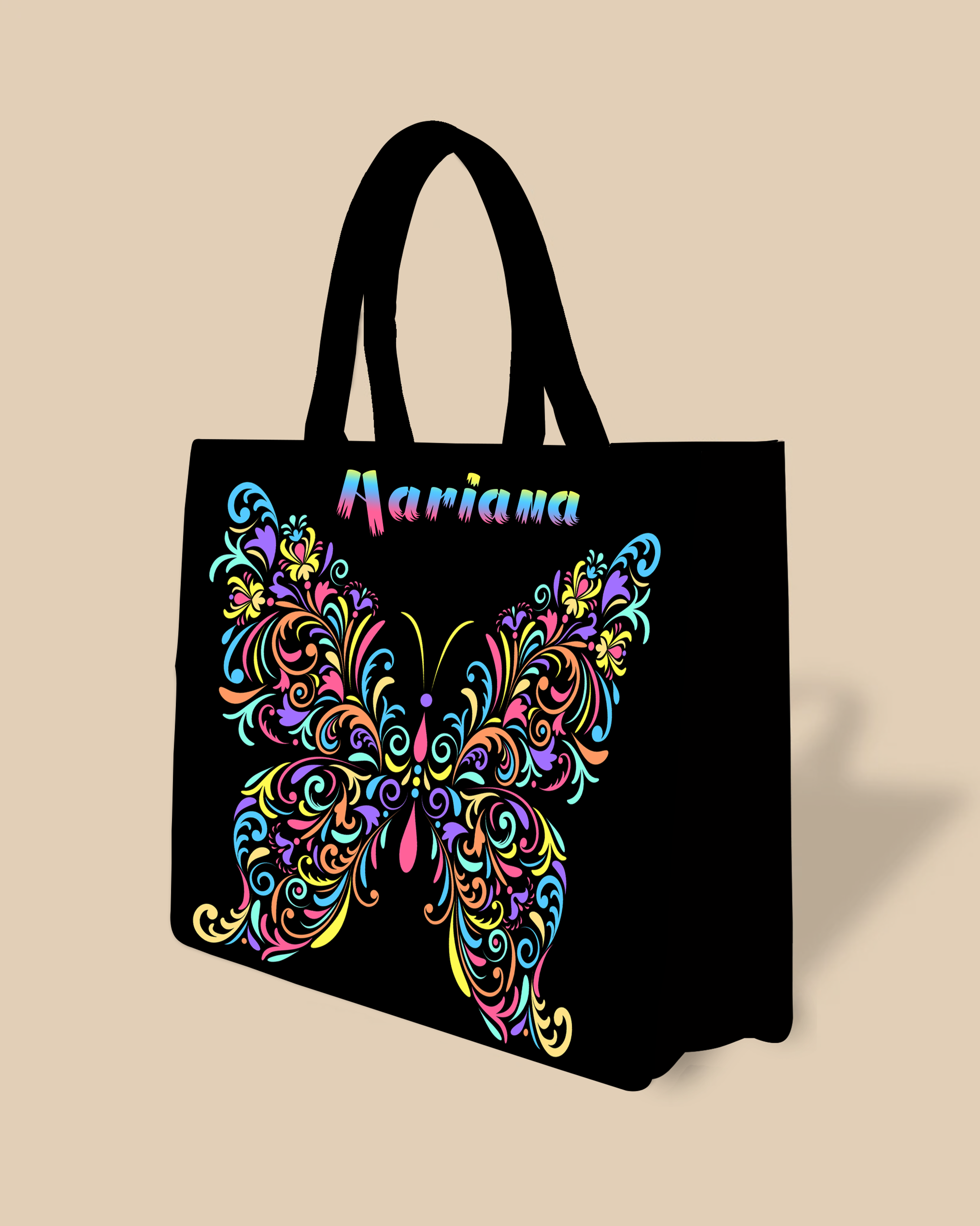 Customized Tote Bag Designed With Colorful butterfly Pattern
