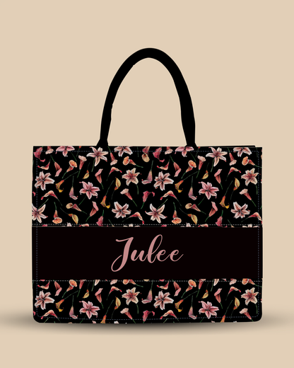 Personalized Tote Bag Designed With Romantic Lily Flowery Pattern