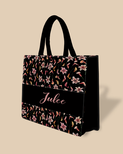 Personalized Tote Bag Designed With Romantic Lily Flowery Pattern