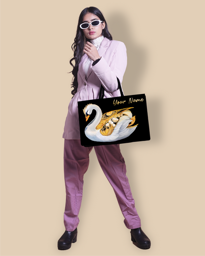 Personalized Tote Bag Designed With Swans Birds Pattern