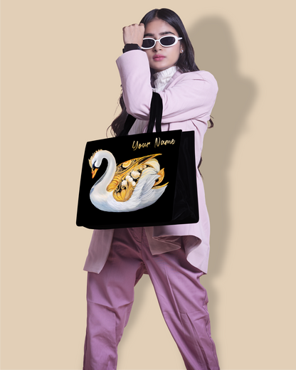 Personalized Tote Bag Designed With Swans Birds Pattern
