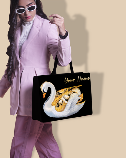Personalized Tote Bag Designed With Swans Birds Pattern