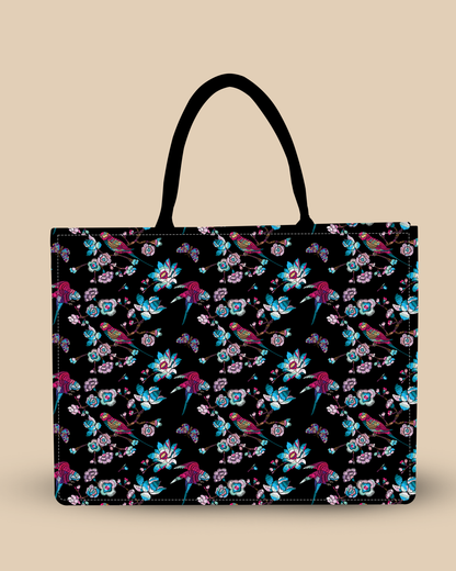 Personalized Tote Bag Designed With Flowering Branch And Bird