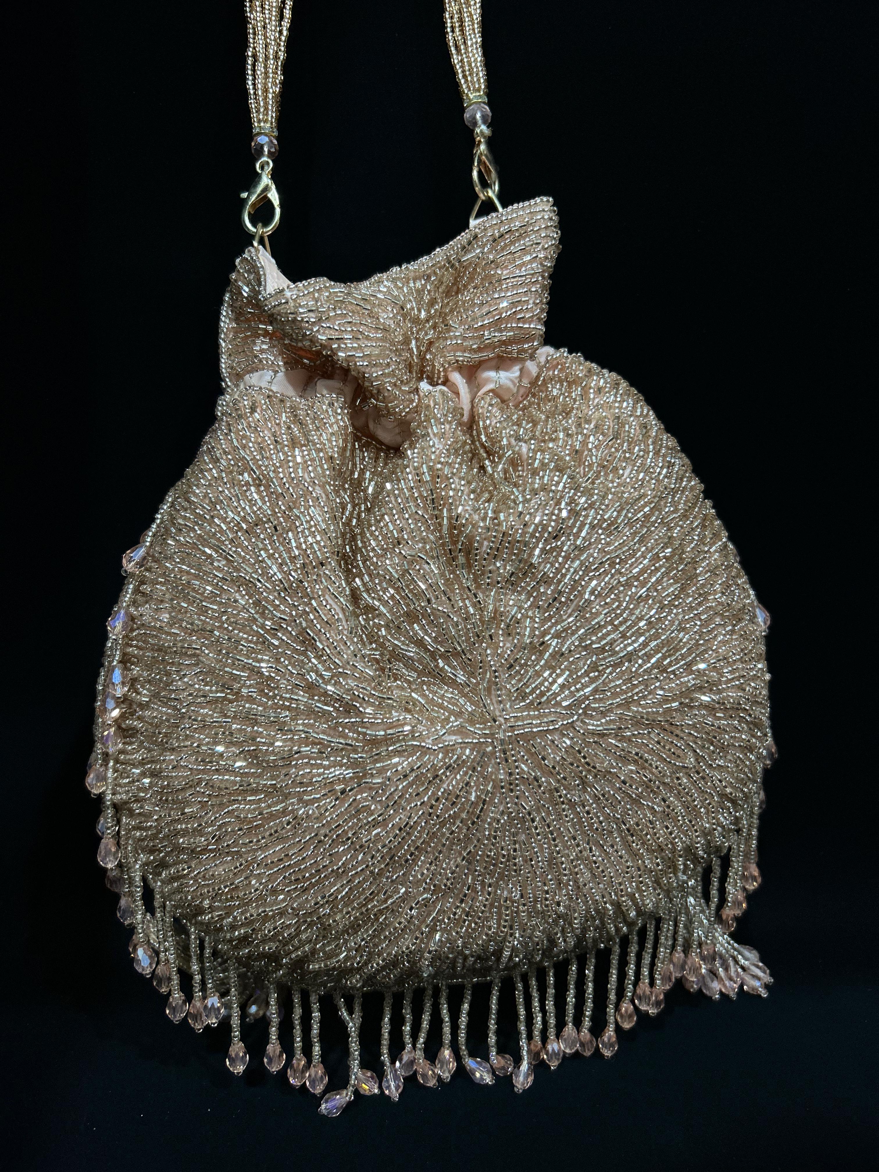 Rose Golden Glimmer Beaded Potli