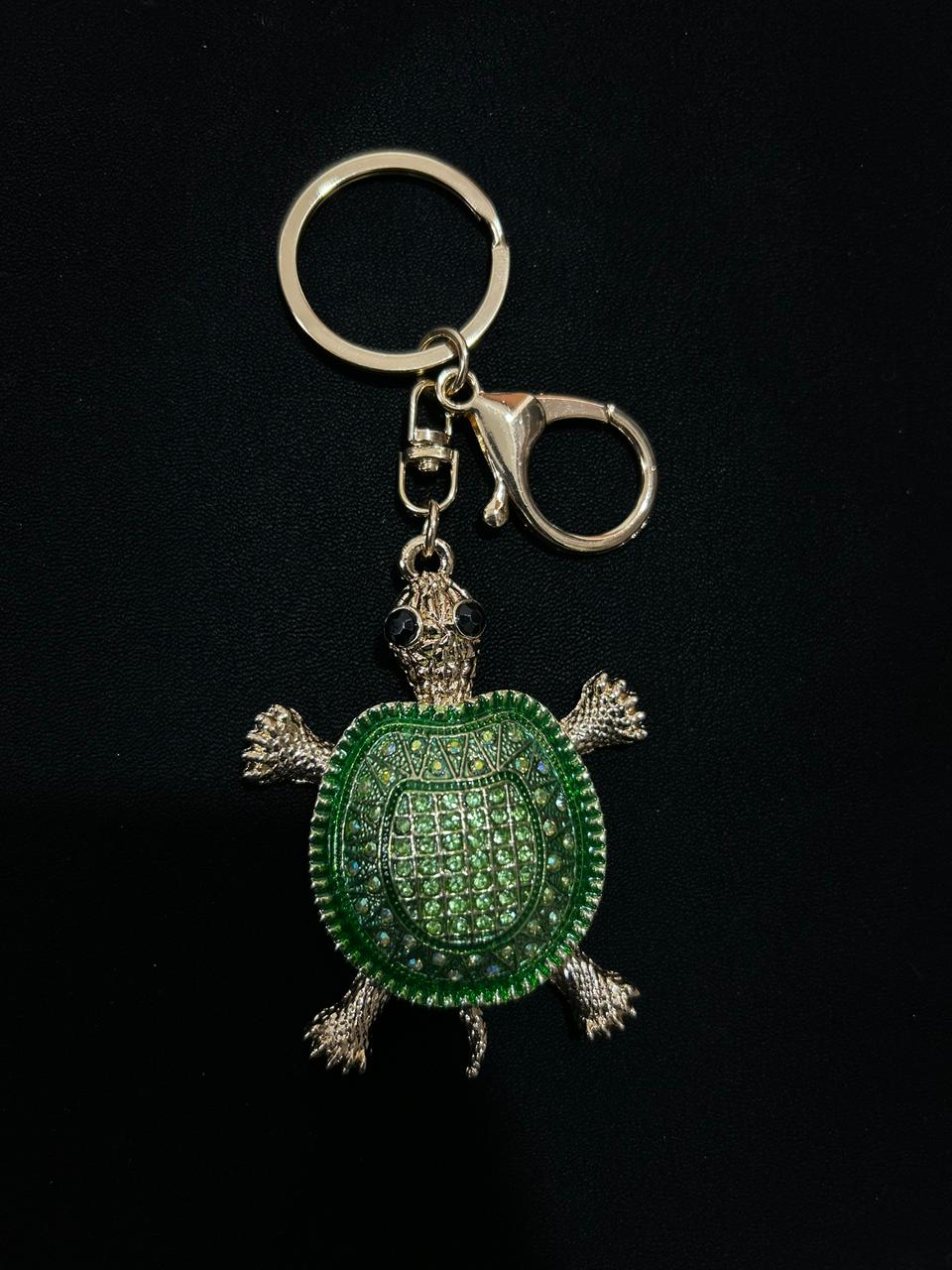 Sparkling Crystal Turtle Charm Keychain