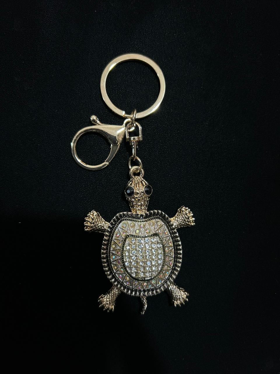 Sparkling Crystal Turtle Charm Keychain