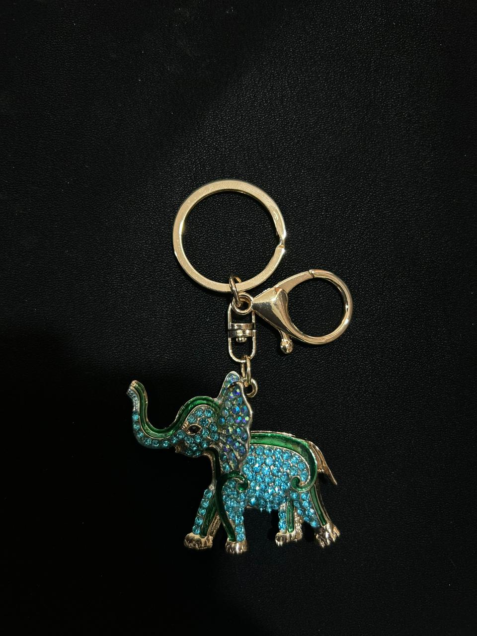 Crystal Elephant Charm Keychain