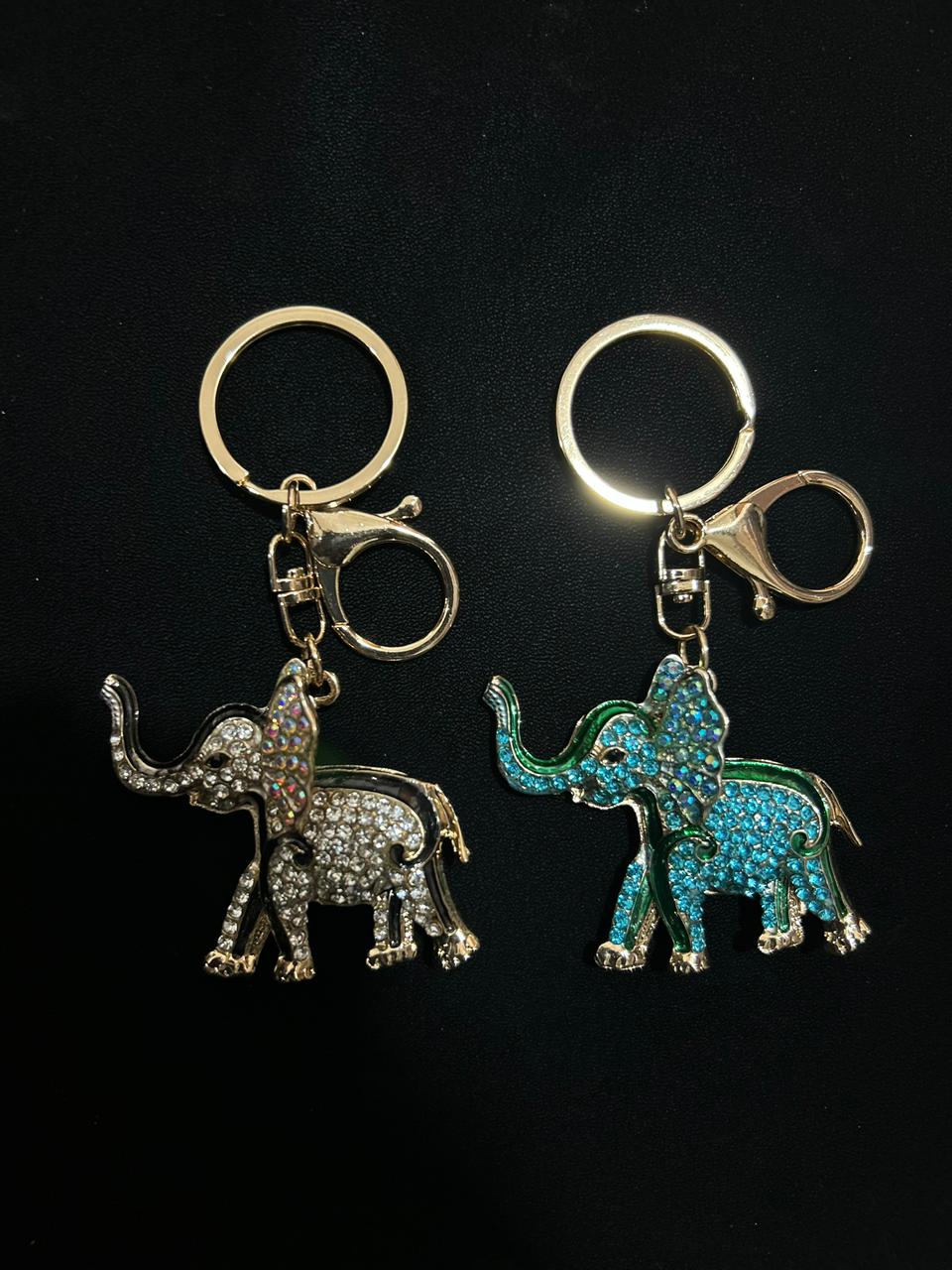 Crystal Elephant Charm Keychain