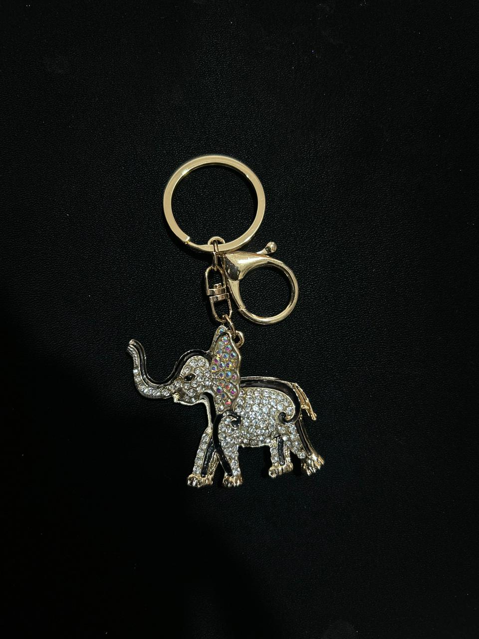 Crystal Elephant Charm Keychain