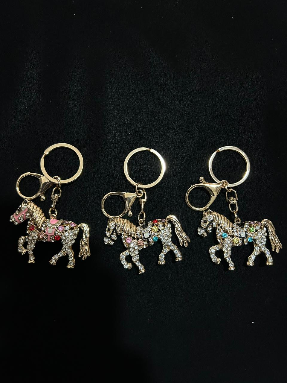 Crystal Horse Charm Keychain