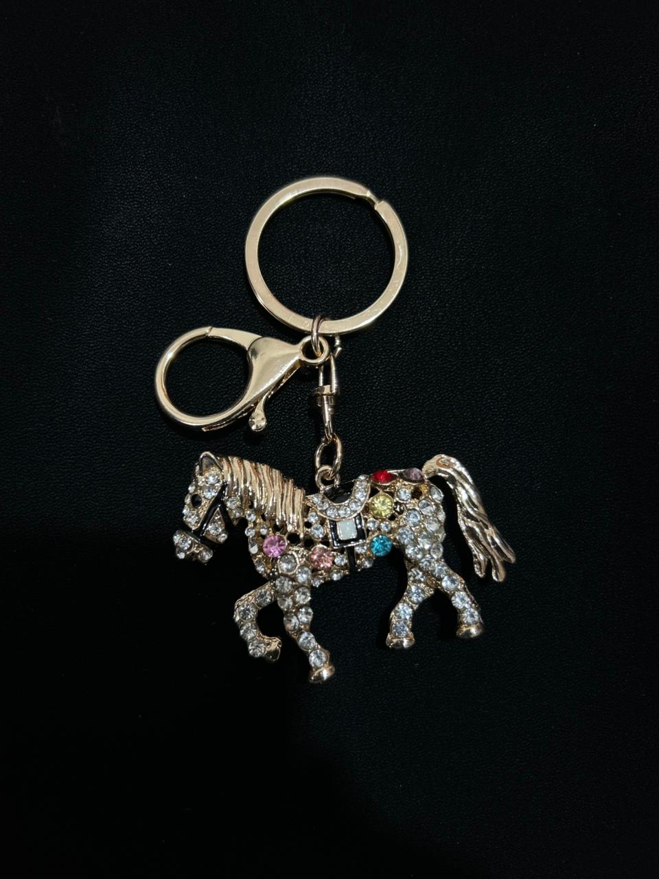 Crystal Horse Charm Keychain
