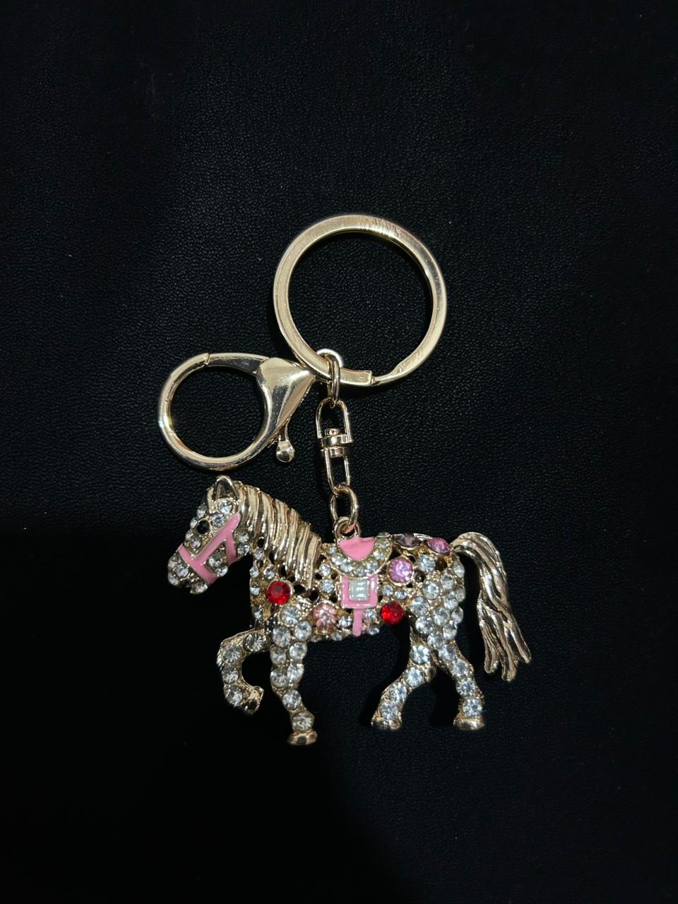 Crystal Horse Charm Keychain