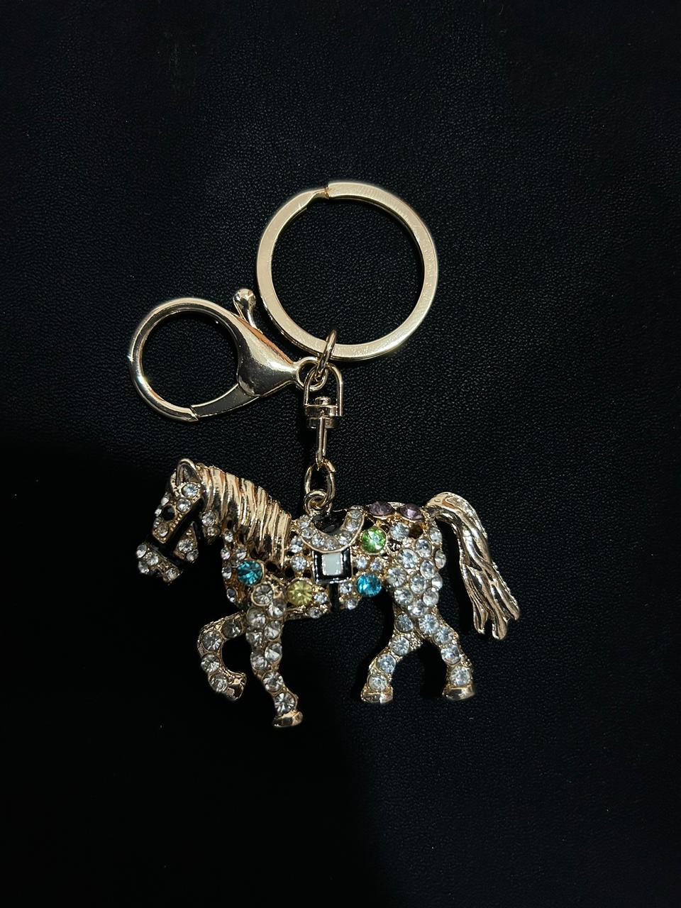 Crystal Horse Charm Keychain