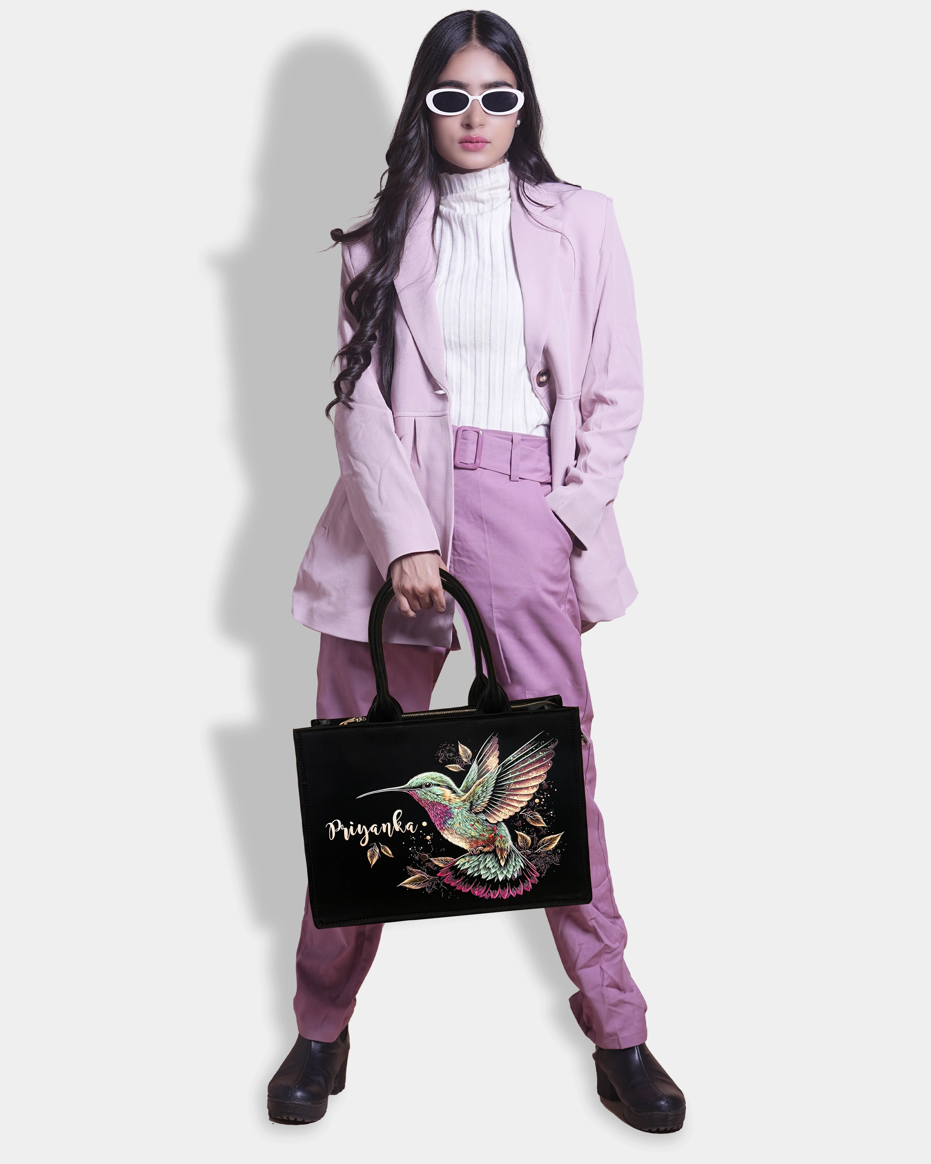 Customized Tote Bag  Designed with Beautiful Flying Sparrow