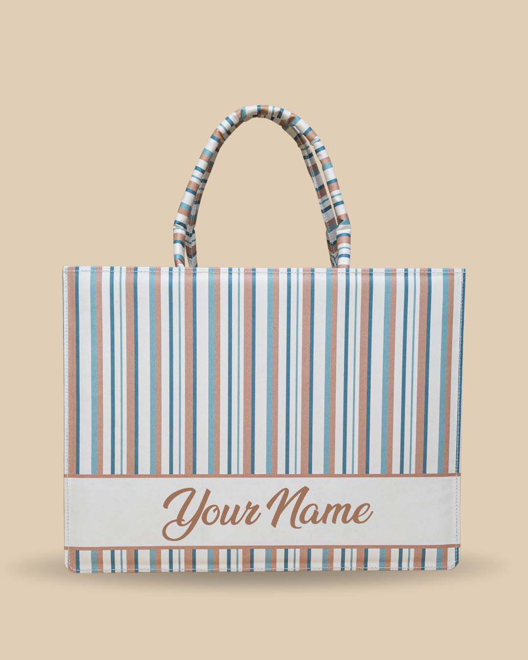 Trendy Design Vertical Line Pattern Personalized Tote Bag